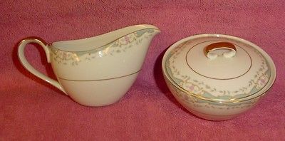 Mikasa Kentwood Porcelain Blue Sugar Bowl and Creamer