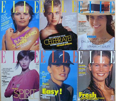 lot of 6 1980s British Elle UK Cindy Crawford swimsuits supermodels