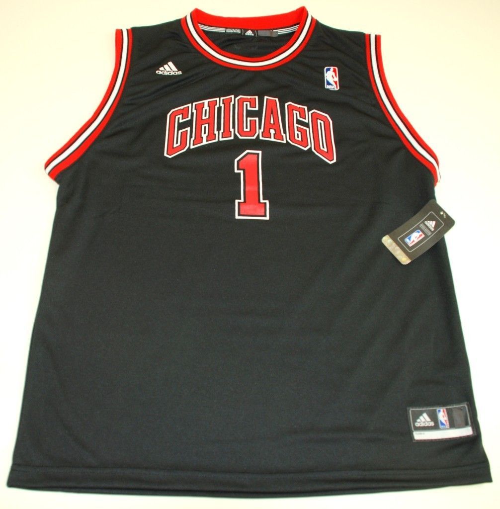 NBA Adidas Chicago Bulls Derrick Rose Youth 2012 Alternate Black Rev