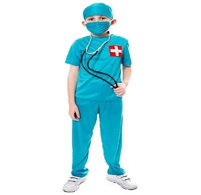 CHILDRENS KIDS DOCTOR OUTFIT SURGEON DENTIST NURSE FANCY DRESS COSTUME