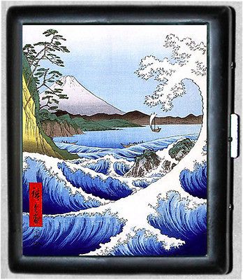 of Mt. Fuji Japanese Vintage Art Metal Wallet Cigarette Case #1038