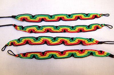 RASTA WOVEN CLOTH BRACELET reggae fashion ragae JL485 hippie jewelry