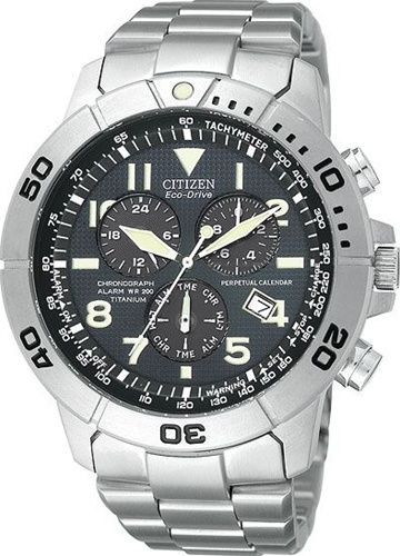 CITIZEN PROMASTER ECO DRIVE PERPETUAL CALENDAR CHRONO TITANIUM WATCH