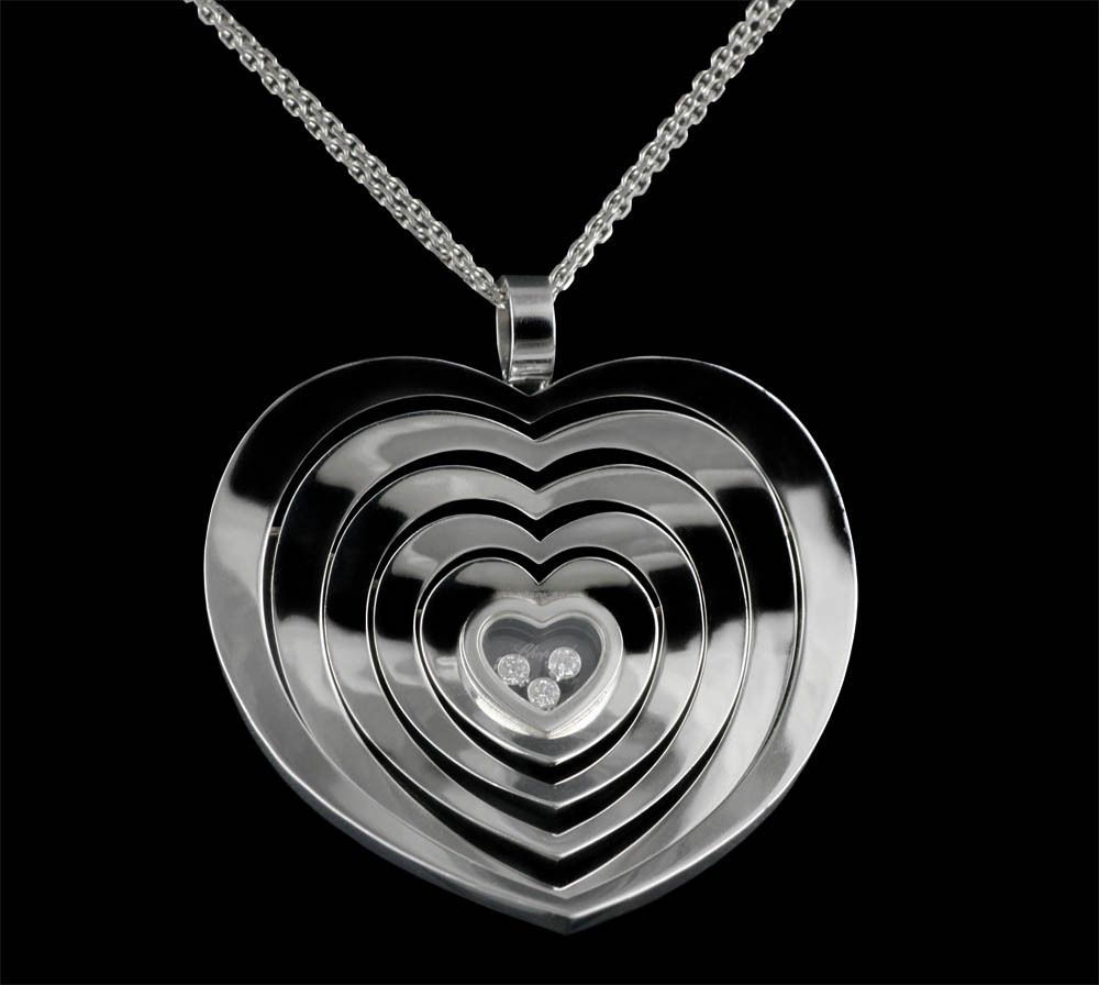 Chopard Happy Diamonds 18K White Gold Large Heart Pendant Necklace RRP