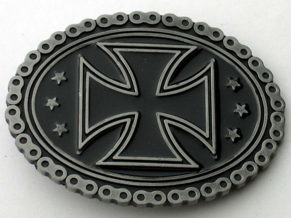 CHOPPER RELIGION FAITH CROSS MALTESE BIKER BELT BUCKLE MEN WOMEN BLACK