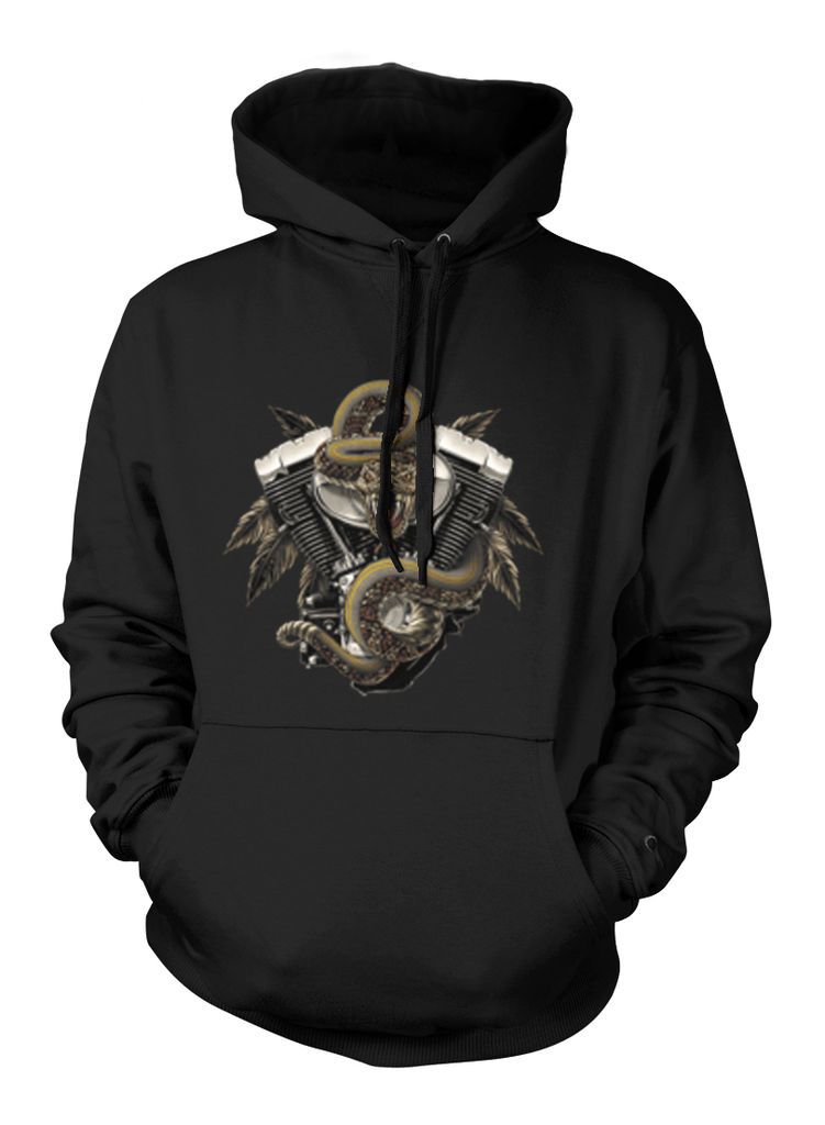 Motorcycle Engine Rattlesnake Venom Viper Fangs Feathers Hot Hoodie