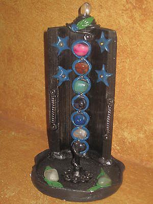 Burner Made in Peru Peruvian Handmade Wood & Clay Figure Rocks & Stars