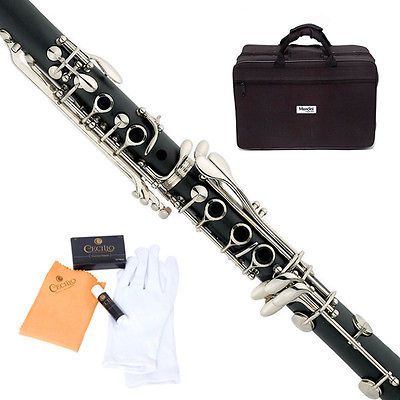 Mendini MCT E Black Ebonite Bb Student Clarinet +Case+11 Reeds+CareKit