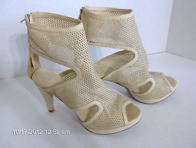 New Jeffery Campbell Beige Leather Mesher Platform Sandal 8 M No