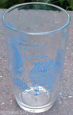 1953 Kraft Swanky Swigs Blue Bustling Betsy Juice Glass