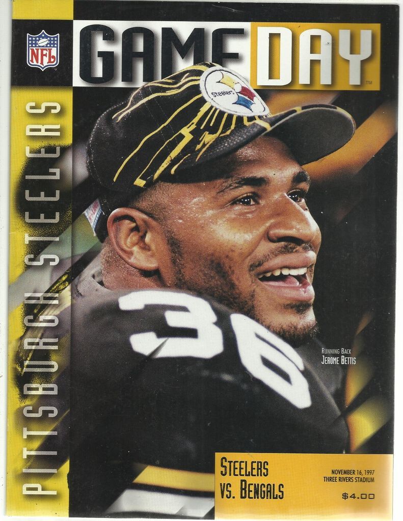 1997 STEELERS VS BENGALS FOOTBALL PROGRAM JEROME BETTIS EXCELLENT