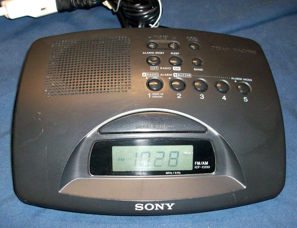 Sony DREAM MACHINE Digital DUAL 2 Alarm CLOCK AM FM RADIO #ICF C233