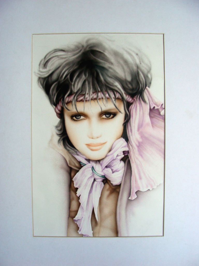 Sara Moon Fariba Original Airbrush on Paper   DRASTICALLY REDUCED