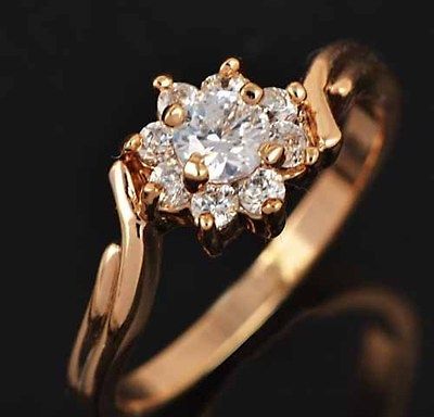 Cool 9K Gold Filled CZ Flower Ring,size 7,Z 431