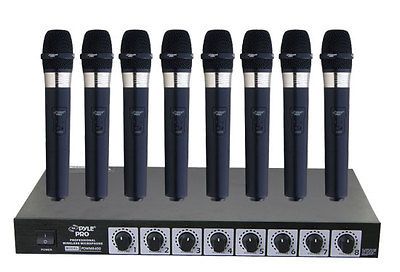 PDWM8400 8 Mic Professional Handheld VHF Wireless Microphone System