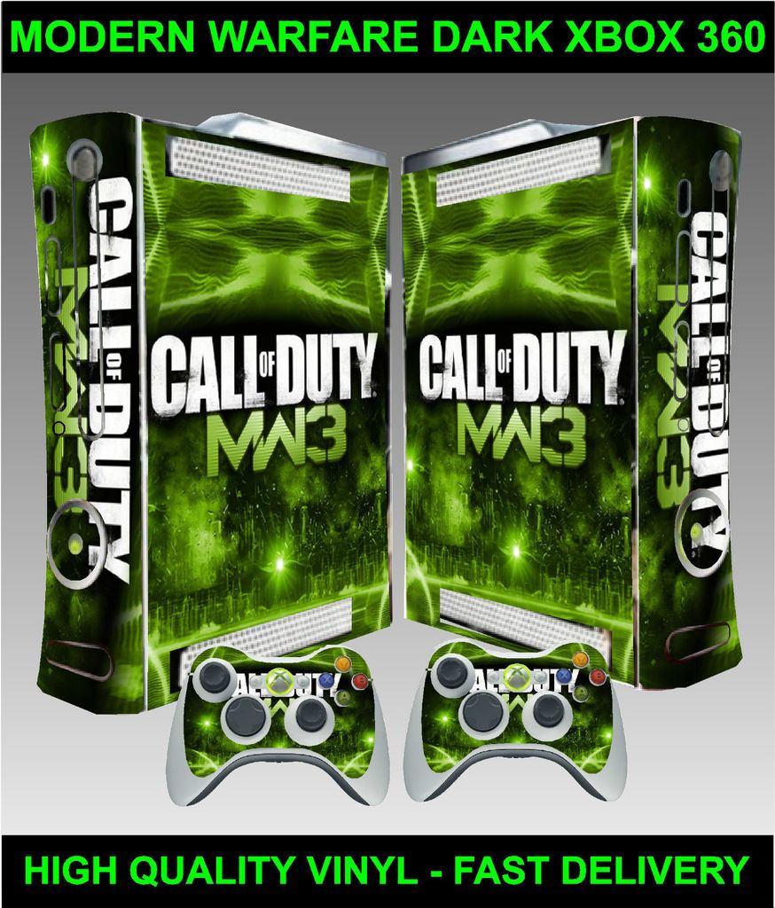 Xbox 360 Console Sticker Skin COD MW3 Style Dark skin & 2 X Controller