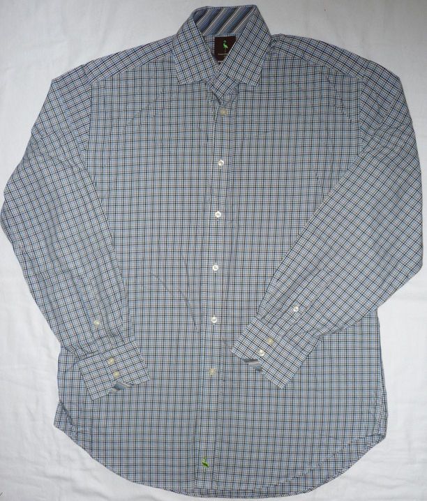 SHIRT TAILORBYRD BLUE BROWN PLAID White  100% Cotton L L/G