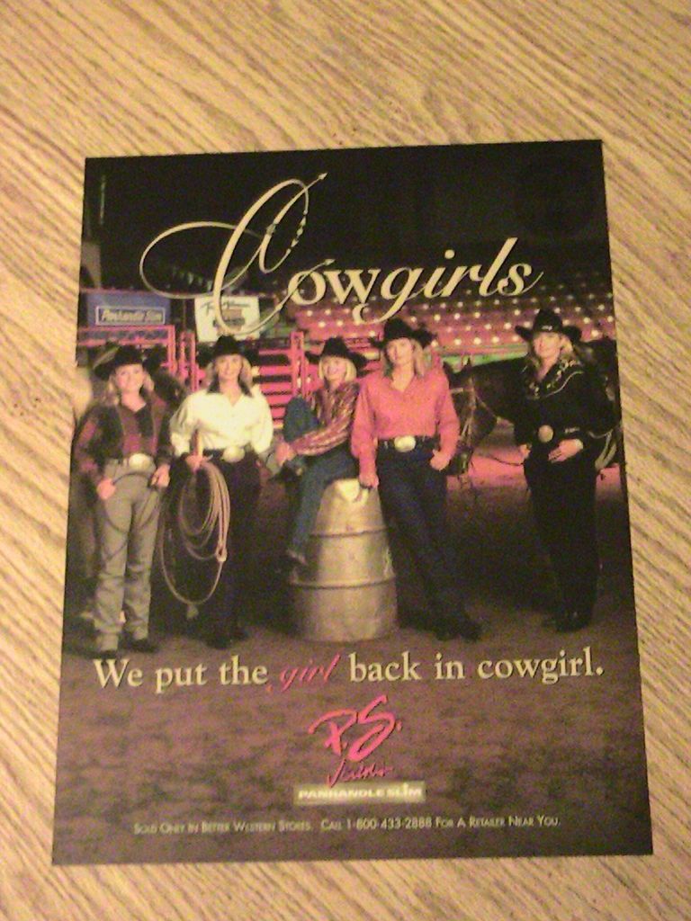 1998 COWGIRLS ADVERTISEMENT GIRL BACK IN PS JEANS AD PANHANDLE SLIM