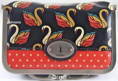 PER FRAME BLACK MULTI SWAN OIL CLOTH COSMETIC CASE PURSE BAG BUY NOW