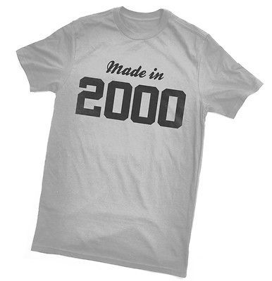 2000 T Shirt, Made in 2000, 12th birthday gift, choice of colours and