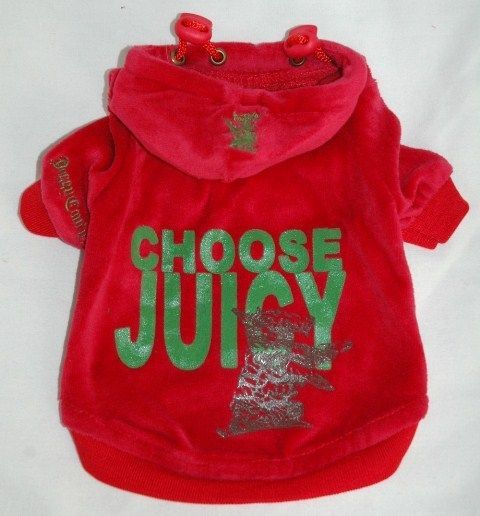 Juicy Couture Red and Green Velour Dog Clothes Hoodie Perfect for