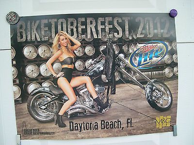 2012 BIKERTOBERFEST DAYTONA BEACH MILLER LITE POSTER BEAUTIFUL MODEL