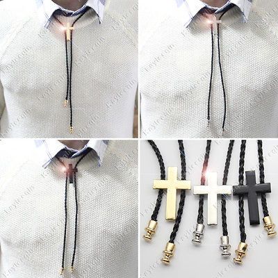 Cowboy Cross Leather Bolo Bola Tie Shoestring Necktie Line dance