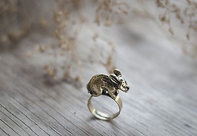 NEW BUNNY RABBIT BRONZE GOLD HIPPIE ART CREATIVE WOMEN ADJUSTABLE RING