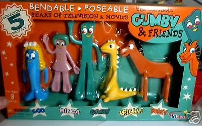 GUMBY POKEY Goo Minga Prickle Bendable figures SET