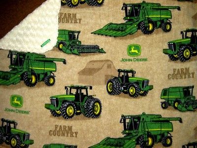 Baby Kids Boy John Deere Tractor Combine Blanket Bedding Crib Stroller