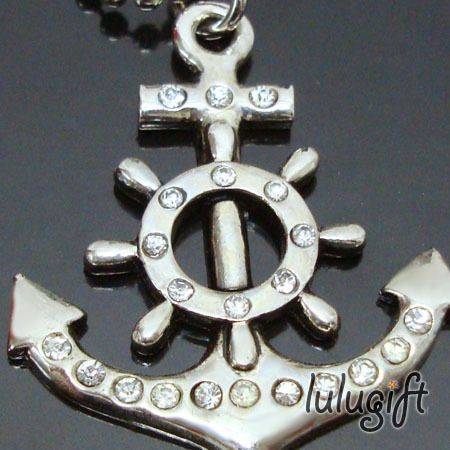 Use Swarovski Crystal Anchor Wheel Sliver Necklace 8629