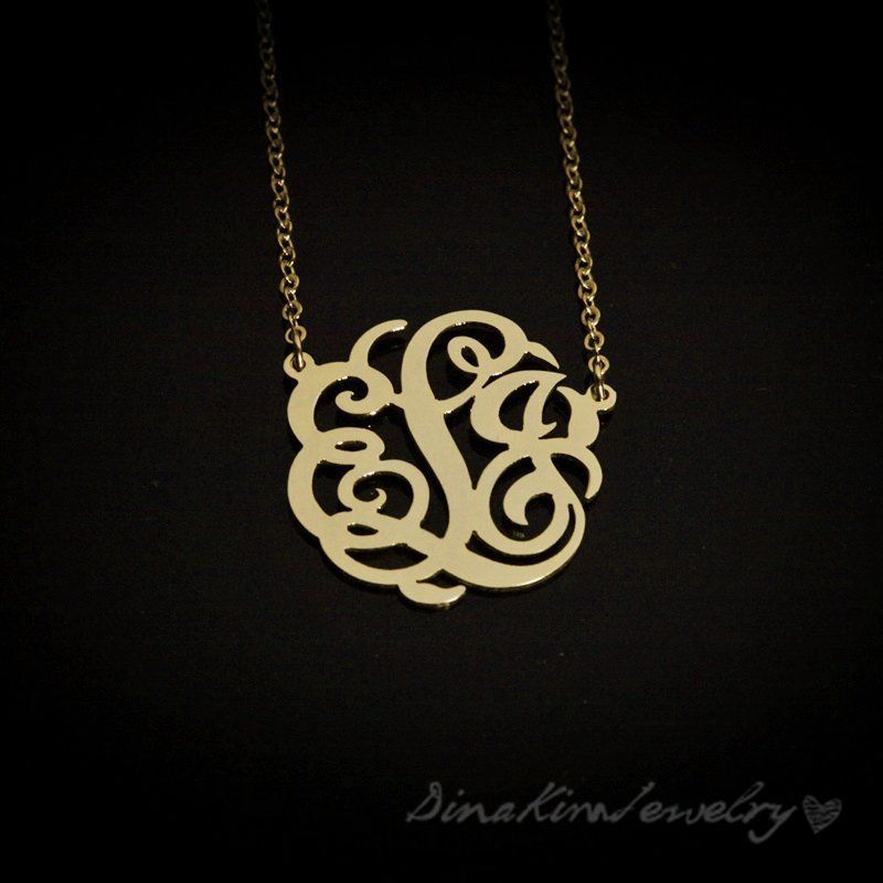 New Personalized Jewelry Silver 925 Monogram Initial Name Necklace 1