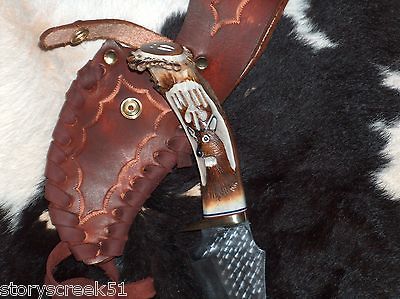 KNIFE WYOMING SKINNER KEN RICHARDSON MADE N USA 3 BLADECARVED DEER