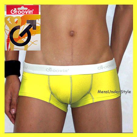 Groovin Mens Yellow Cup Boxer Brief Underwear   XS