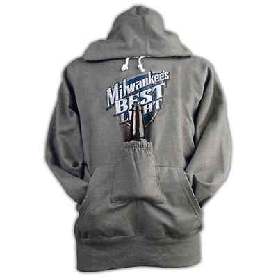 Milwaukees Best Light Beer Pouch Holder Heather Gray Hoodie