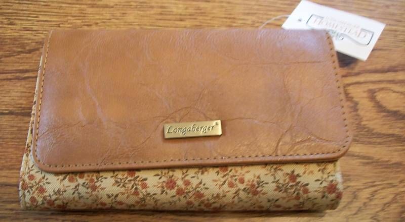 New~ Longaberger Homestead Wallet Brown/Tan Floral