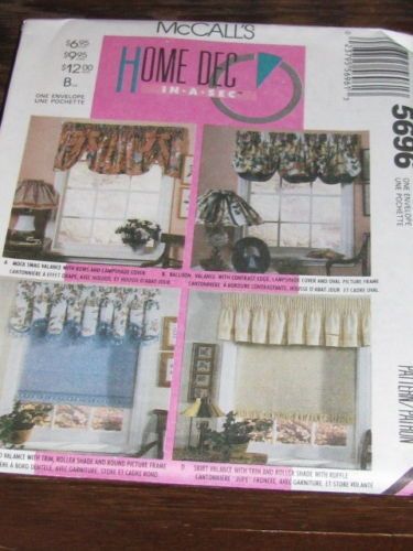 PATTERN MCCALLS 5696 CURTAINS MOCK SWAG BALLOON VALANCE SCALL