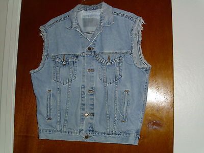 Vintage Levis Cut off Distressed Denim Vest Size Large Measures 46