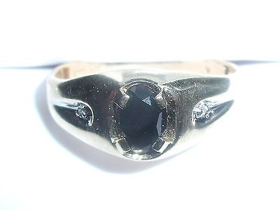 fine 10K yellow gold black onyx diamond chip ring size 10