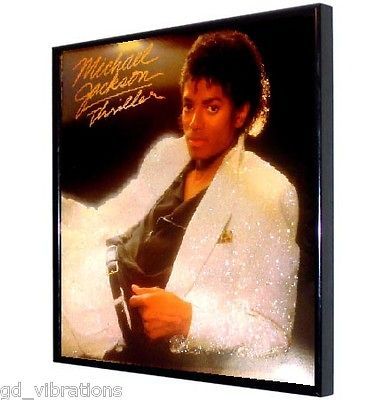TOTE Glitter FRAMED LP Vinyl Album Cover MICHAEL JACKSON Thriller 84