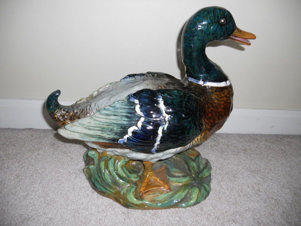 RARE Jerome Massier Vallauris c1900s French Pottery Mallard Duck