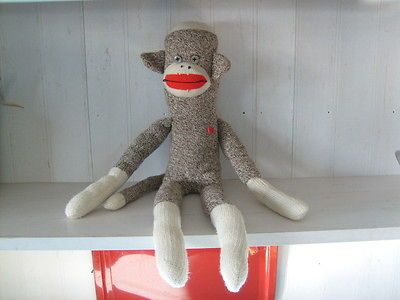 Darling VTG Sock MONKEY doll plush ROMEO lover with heart on chest 21