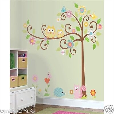 64 Scroll Tree Owl Wall 80 Decals Baby Nursery Removable Stickers