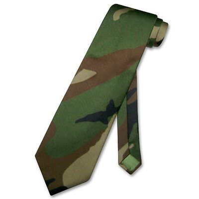 COVONA Mens Dark Green Army Camouflage NECKTie Handkerchief Military