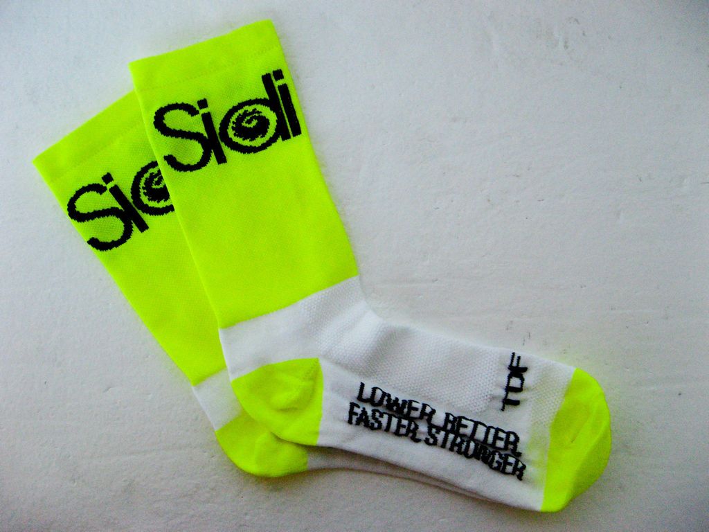 Pairs of DeFeet Aireator SIDI Socks High Viz Neon 2012 TDF Yellow