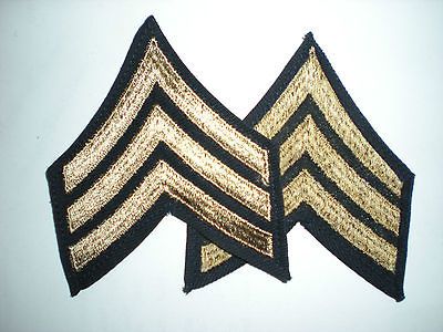 US ARMY WWII SERGEANT STRIPES   ORIGINAL ON TWILL    1 PAIR