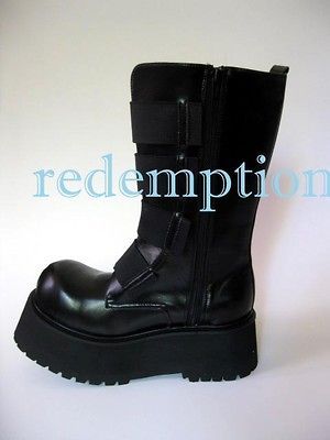 Demonia 2.5 Platform Rivet Industrial Combat Stompy Boots Goth Club