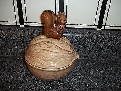 CUTE SQUIRREL DECORATIVE BOWL WITH METAL NUTCRACKER JAPAN STICKER