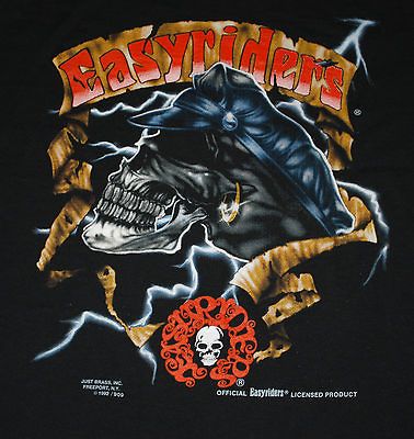 VINTAGE EASYRIDERS SKULL 92 T  SHIRT 1992 1990S L ORIGINAL EASY