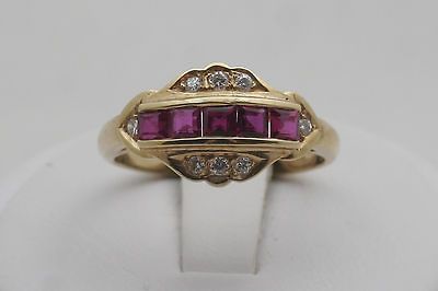 Authentic 18kt Gold Tiffany Diamond Ruby Band Ring